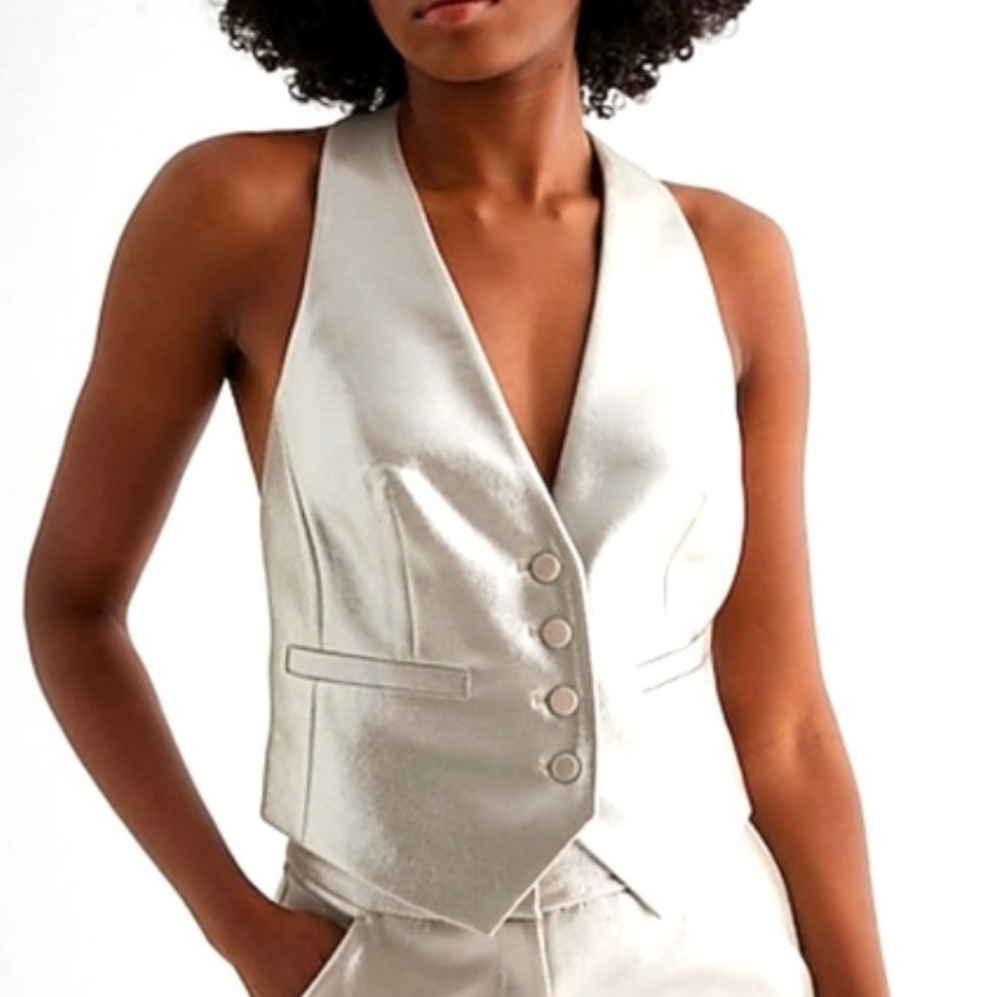 Express Metallic Backless Vest, Sz Lg